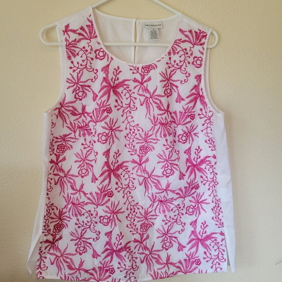 Beautiful Fusia Embroidered Liz Claiborne Sleeveless M Top - Picture 2 of 6